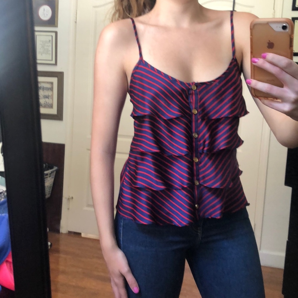 Sailor Stripe Ruffle Blouse